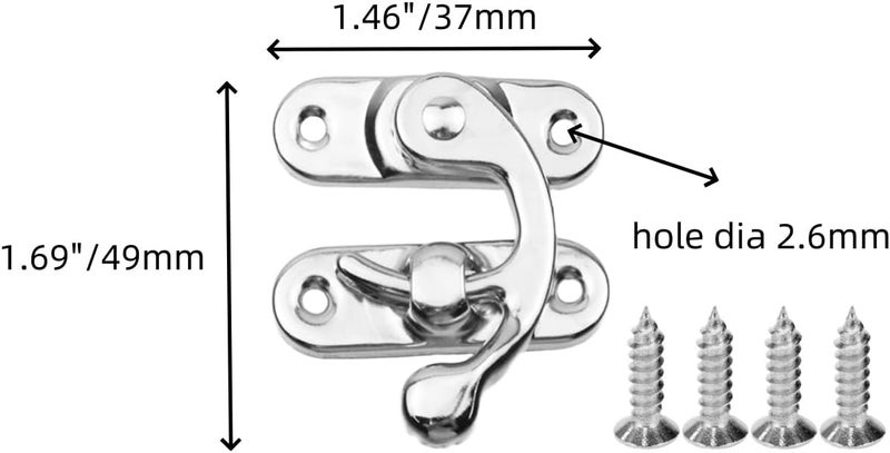Sscon 20Pcs Silver Vintage Lock Clasp Right Latch Antique Swing Clasp Latch for Jewelry Box (43mm x 37mm) - Image 2